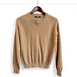 Quince Women's Mongolian Shrunken Cashmere Sweatshirt Burgundy Oatmeal Large